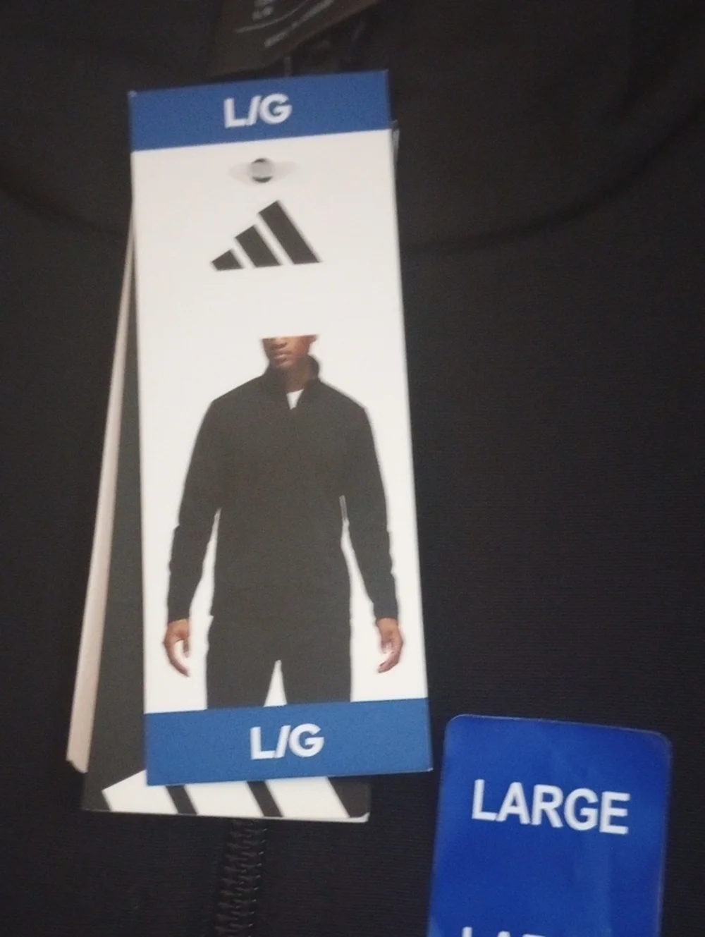 adidas Black Long Sleeve Full Zip Tricot Track Jacket Size Large